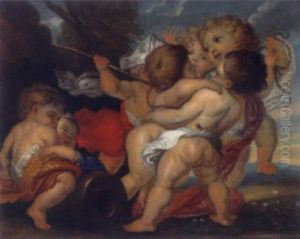 Raufende Kinder by Hans (Johann von Strasiripka) Canon