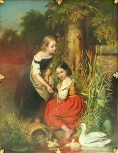 Young Girls By The Duck Pond by Johannes Antonius Canta