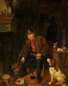 A Fisherman In An Interior by Johannes Antonius Canta