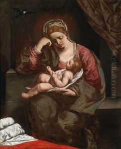 The Virgin And Child by Simone Cantarini (Pesarese)