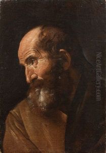 Portrait D'homme Barbu De Profil by Simone Cantarini (Pesarese)