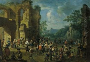 Volksszene Vor Ruinen