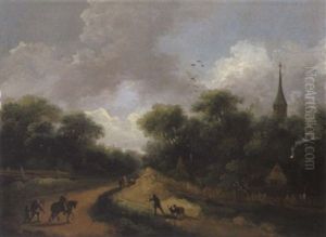 Dorf An Einer Landstrase Und Reisende