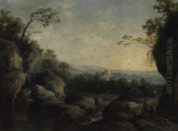 Gebirgige Landschaft Mit Reisenden - view 1