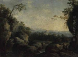 Gebirgige Landschaft Mit Reisenden by Franz Thomas Canton
