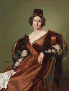 Bildnis Einer Dame In Einem Eleganten Kleid by August (Agost Elek) Canzi