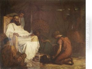 David With The Head Of Goliath Before Saul by Mrs. Louisa Starr Canziani