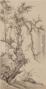 Cao Kun(1862-1938) - Ink On Silk, Hanging Scroll. Signed And Seal by Cao Kun