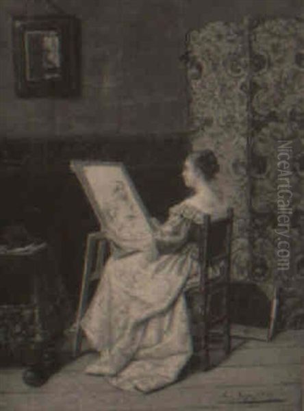 The Artist At Work In Her Studio - view 1