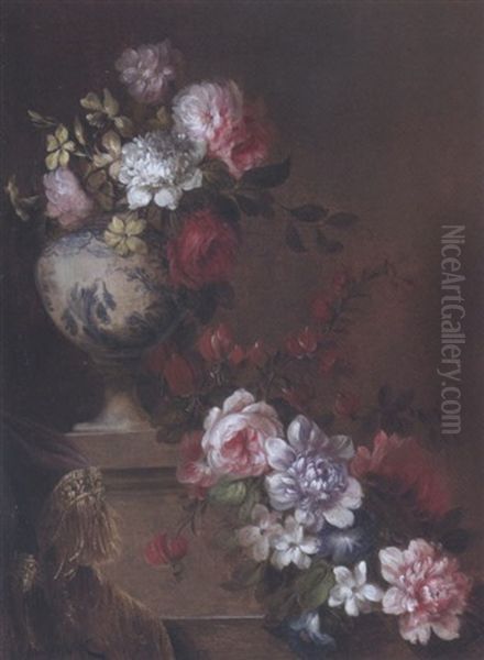 Floral Still Life In A Porcelain Vase - view 1