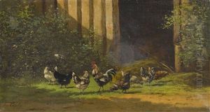 Sommerlicher Huhnerhof by Alfred-Eugene Capelle