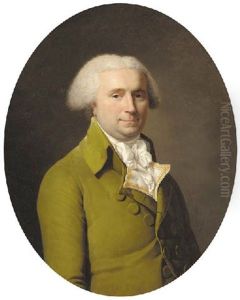 Portrait Of A Gentleman In A Double Breasted Green Coat, A Gold And White Wasitcoat, And A Goffered White Shirt And Cravat