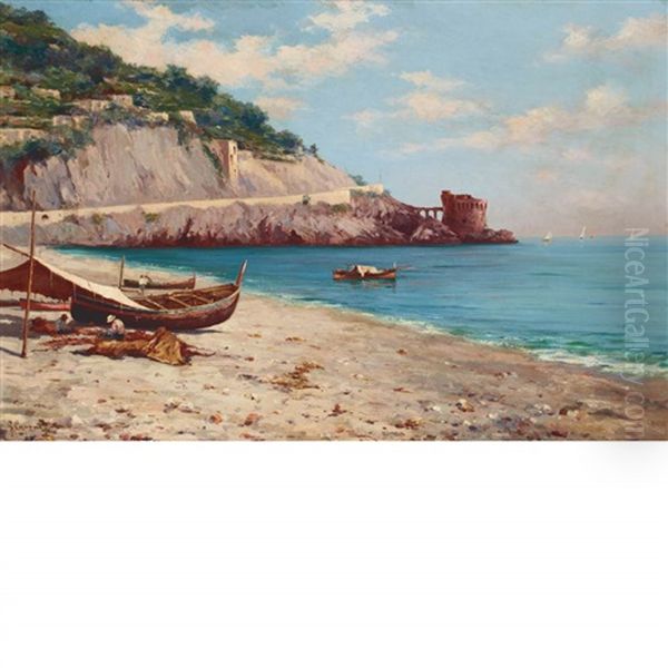 Fisherman Along The Italian Coast - view 1