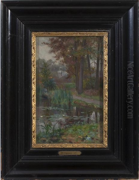 Woodland Scenes With Stream And Waterfall (pair) - view 1