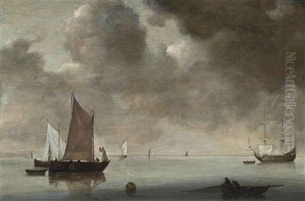 A Calm With A Dutch East Indiaman And Other Shipping In The Roadstead - view 1