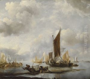 A Calm Sea With Ships Near The Shore by Jan Van De Cappelle