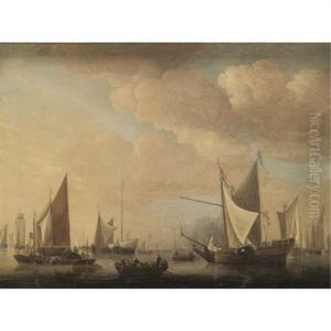 Dutch Shipping Moored In Calm Waters by Jan Van De Cappelle