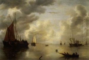Ruhige See Am Morgen Mit Schiffen Und Booten by Jan Van De Cappelle