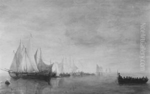 Schiffe Auf Ruhiger See by Jan Van De Cappelle