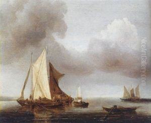 A Calm: Smalschepen At Anchor On A Cloudy Day by Jan Van De Cappelle