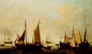 Shipping And Small Craft In A Calm In Coastal Waters by Jan Van De Cappelle