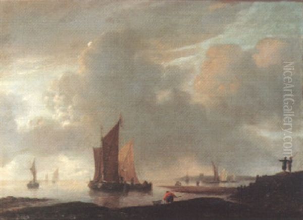 Coastal Town Scene With Smalschips In A Calm - view 1