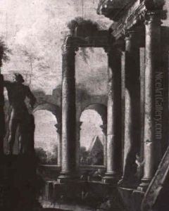 Capriccio Of Roman Ruins by Pietro Cappelli