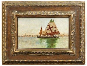 Boot In Der Lagune Von Venedig by Vincenzo Caprile
