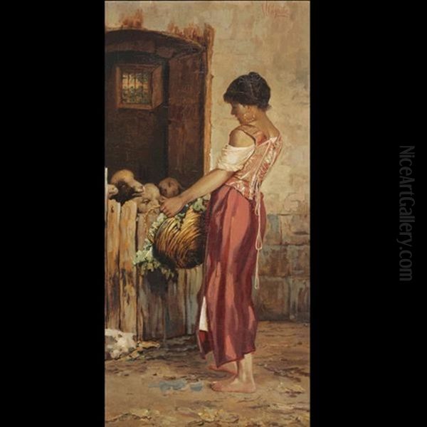 Peasant Girl With Sheep - view 1