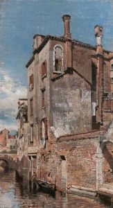 Venezia, Canale Con Barca by Vincenzo Caprile
