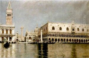 Piazza San Marco And The Doge's Palace From The Grand Canal by Vincenzo Caprile