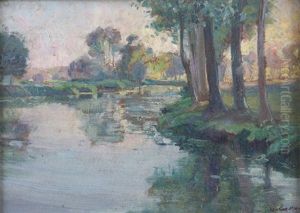 Paysage Bord De Riviere by Ulisse Caputo