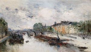 Pont Marie In Paris Mit Dem Quai Des Celestins by Ulisse Caputo