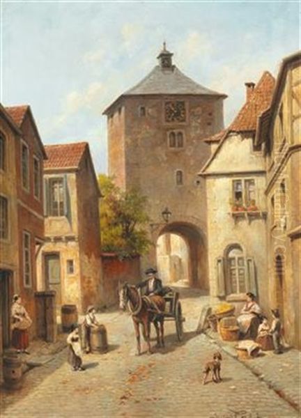 Villagers Near A City Gate - view 1