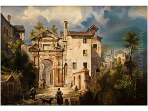 Vor Einem Stadtportal In Italien