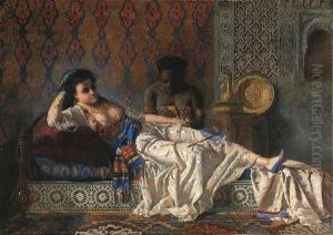 The Odalisque And Her Attendant In The Harem by Ramon Amado Y Bernardet