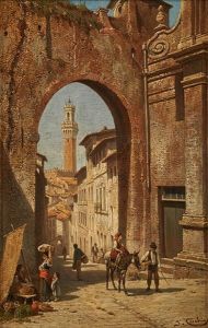 Ruelle Italienne Animee by Jacques Francois Carabain