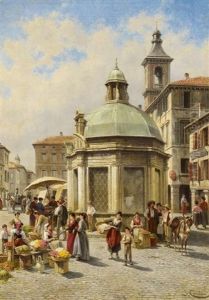 Italienische Marktszene. Une Vue De La Place Julius Cesar A Rimini Italienische Marktszene. Une Vue De La Place Julius Cesar A Rimini