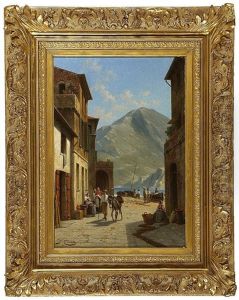 Port Town With Figures On A Street