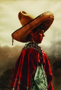 Nino Con Jorongo Rojo by Severo Amador
