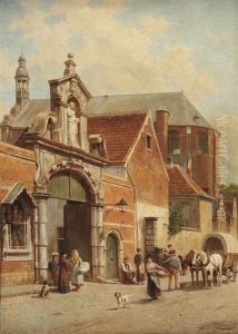 The Port Of The Beguinage In Lier, Belgium by Jacques Francois Carabain