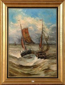 Bateaux De Peche Sur Le Moerdijk En Hollande by Jacques Francois Carabain