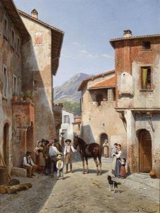Villagers, Narni by Jacques Francois Carabain