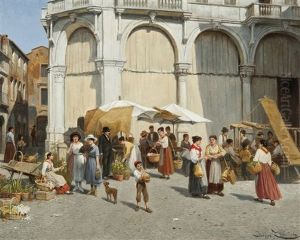 Le Marche Aux Fleurs Et Fruits A Padou, Italie