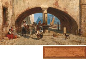 Am Brunnen Von Torbole Am Gardasee by Jacques Francois Carabain