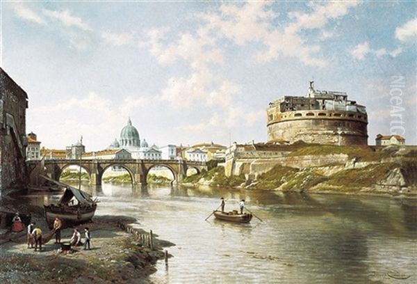 Une Vue Du Chateau Et Le Pont St.-ange A Rome - view 1