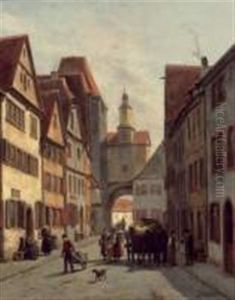Vue De Ville by Jacques Francois Carabain