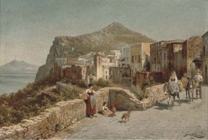On The Road To Market, Capri by Jacques Francois Carabain
