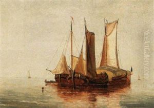 Moored Sailing Vessels by Jacques Francois Carabain