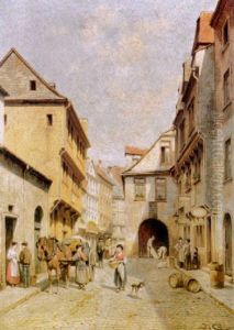 Une Vue De La Klostergassen Alt Frankfurt by Jacques Francois Carabain